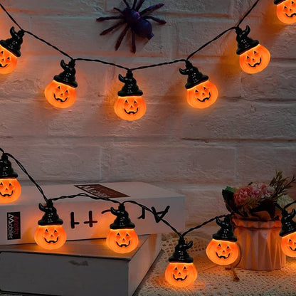 Halloween Pumpkin String Lights, 9.85Ft Pumpkin Orange String Lights with 20 Jack-O-Lantern Lights, Halloween Lanterns String Lights for Indoor Outdoor Party Garden Bedroom Camper Decor