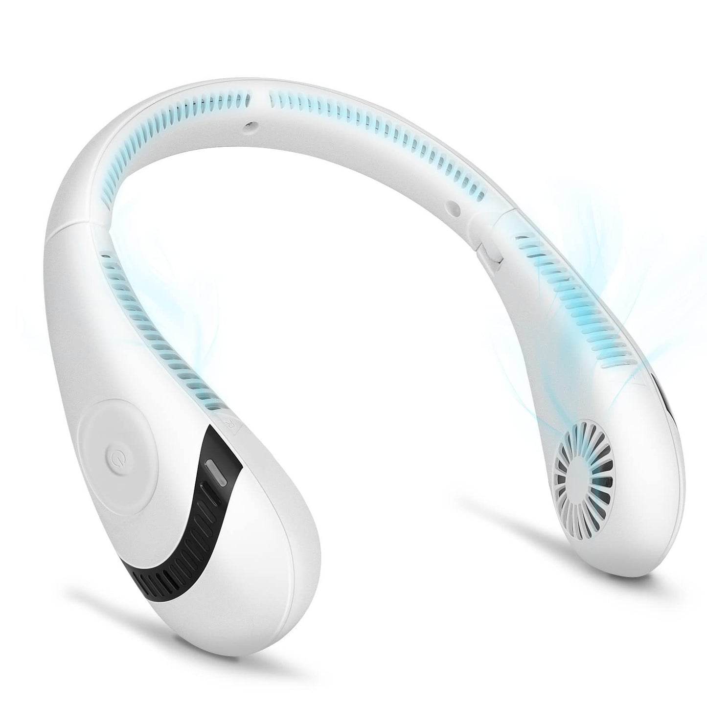 Doosl Portable Bladeless Neck Fan, 5000mAh Rechargeable Hands-Free Personal Cooling Fan with 3 Speeds, Foldable Neck Air Conditioner Wearable Fan for Outdoor Sports Travel, White
