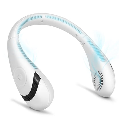 Doosl Portable Bladeless Neck Fan, 5000mAh Rechargeable Hands-Free Personal Cooling Fan with 3 Speeds, Foldable Neck Air Conditioner Wearable Fan for Outdoor Sports Travel, White