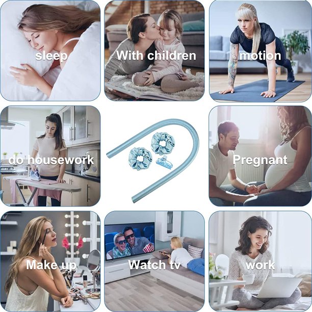 Heatless Hair Curlers ,No Heat Silk Curling Rod Headband with Clips,Curl Hair Without Heat (Blue)