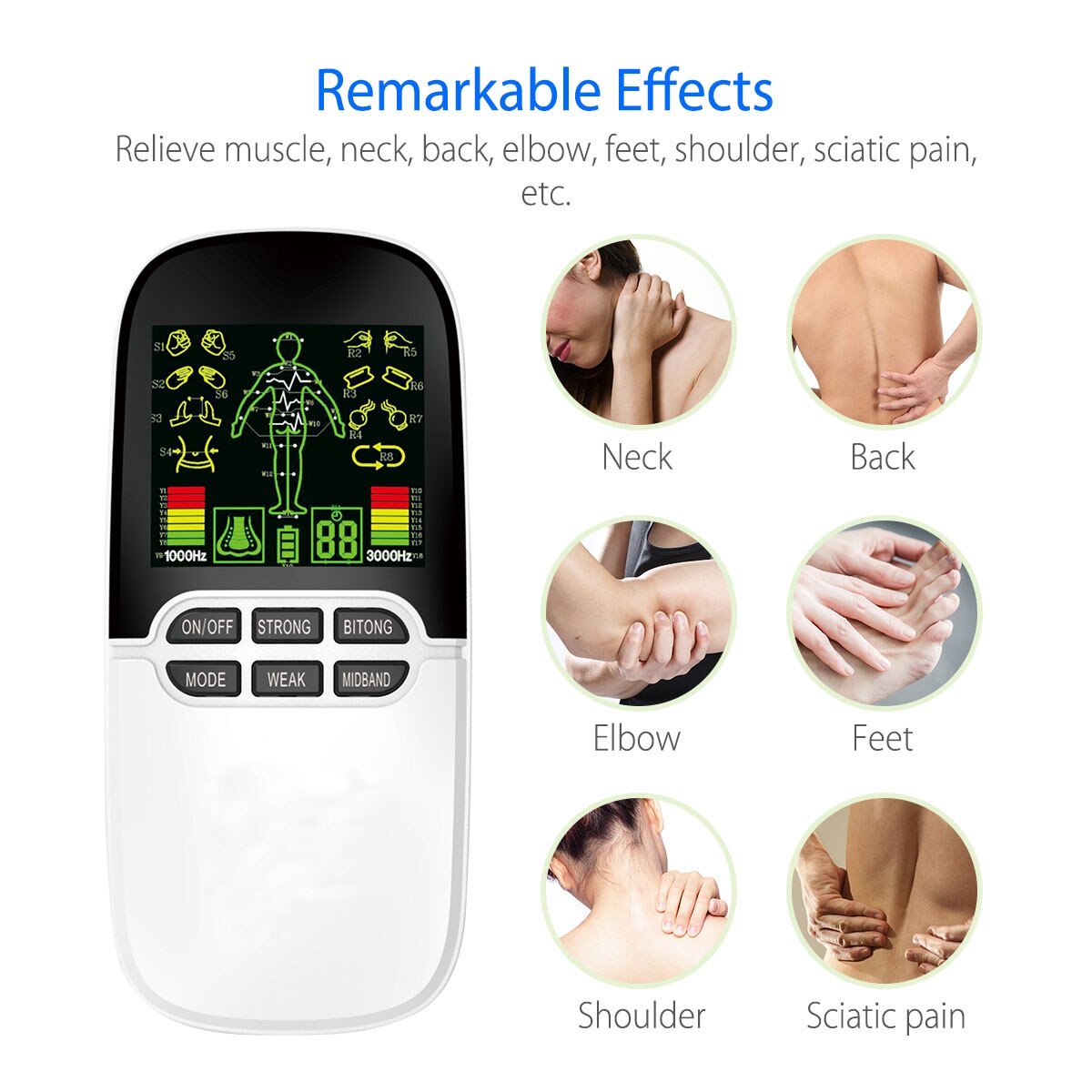 TENS Unit Muscle Stimulator for Pain Relief Therapy, Dual Channels Electronic Pulse Massager EMS Deivce with 4 Electrode Pads