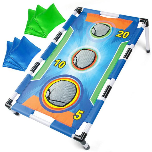 Cornhole Game, Collapsible Bean Bag Toss Game, Portable 3 Holes Cornhole Beanbags Set, Interactive Indoor/Outdoor Game for Toddler, Kids