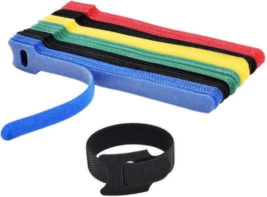 Vinmall 100 PCS Fastening Cable Ties Reusable, Premium 6-Inch Adjustable Cord Ties, Microfiber Cloth Cable Management Straps Hook Loop Cord Organizer Wire Ties Reusable, 5 colors