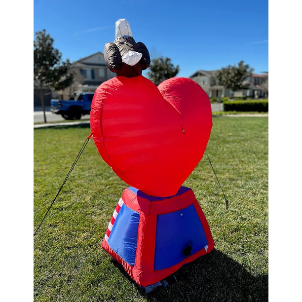 6 FT Patriotic Independence Day 4th of July Inflatable Love Heart with LED Lights American Flag and Eagle for Outdoor Indoor Lawn Yard Holiday Decoration Blow up Home Garden Decor