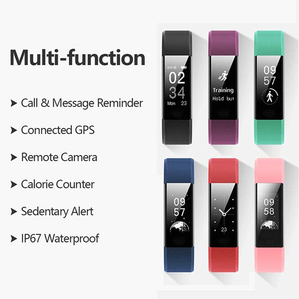 vinsic Fitness Tracker with Heart Rate Monitor, Vinsic Bluetooth Activity Tracker with Connected GPS, IP67 Waterproof Smart Fitness Band with Step Counter, Calorie Counter, Pedometer for Kids Women and Men