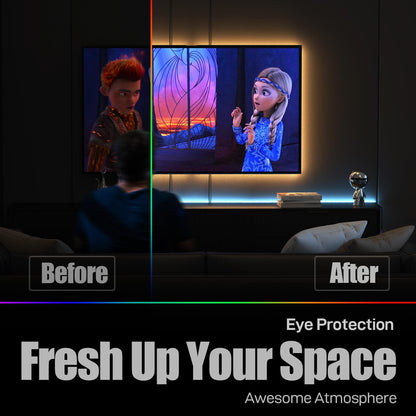 LAIGHTER 65.6ft LED Strip Lights, Ultra Long Music Sync RGB 5050 Color Changing LED Music TV Strips Kit with 44 Keys IR Remote and Fixing Clips, for Bedroom Kitchen Home Party Bar Car Xmas Rope Lights Decor