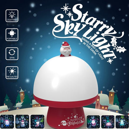 Christmas Santa Night Light for Kids,Rotating Starry Night Light Projector 6 Themes,USB Rechargeable,Soothe Musics,Bedside Lamp Nursery Light for Baby,Boys,Girls Birthday,Christmas Gift