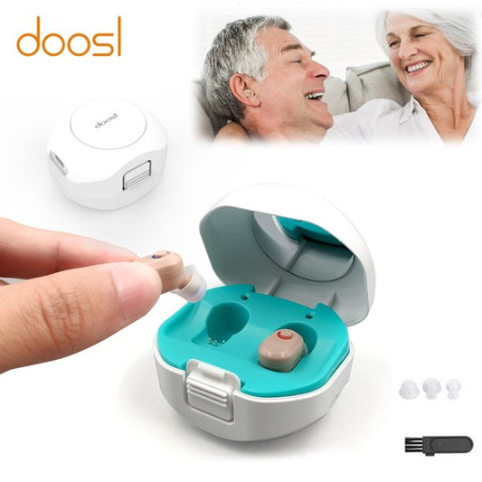 Doosl Hearing Aids for Seniors, Mini Invisible Rechargeable Hearing Amplifier to Aid Hearing with Noise Cancelling for Adults or Seniors Volume Control