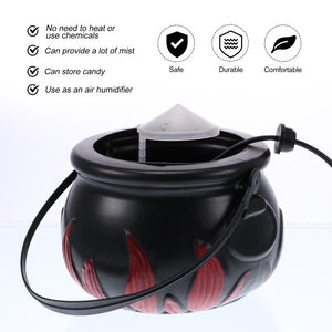 Halloween Black Cauldron Mist Maker Fogger, Smoke Fog Machine with 12 LED Color Changing for Halloween Party