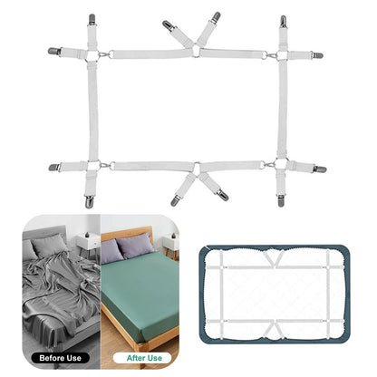 Bed Sheet Clips, iFanze Elastic Bed Sheet Holder Strap Adjustable Bed Sheet Fasteners, White