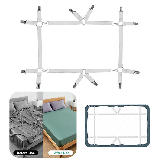 Bed Sheet Clips, iFanze Elastic Bed Sheet Holder Strap Adjustable Bed Sheet Fasteners, White