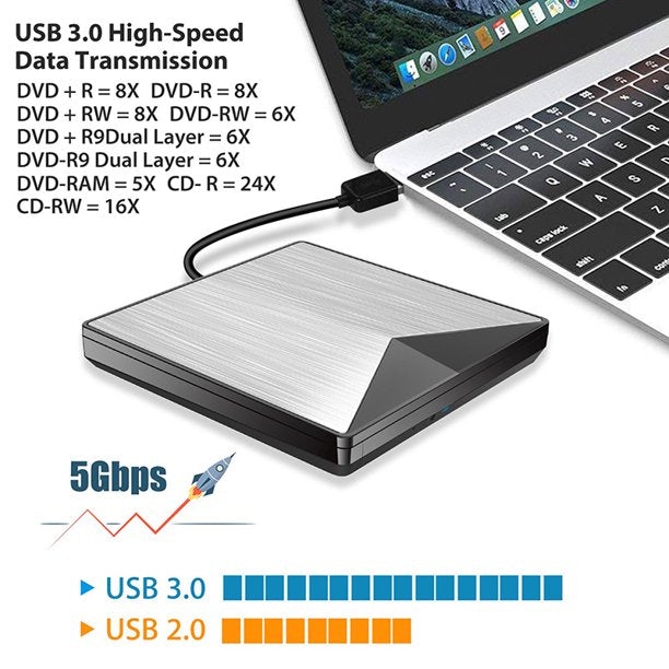 Doosl External DVD Drive USB 3.0 USB Portable DVD CD VCD Recorder Writer USB 3.0 External Optical Drive