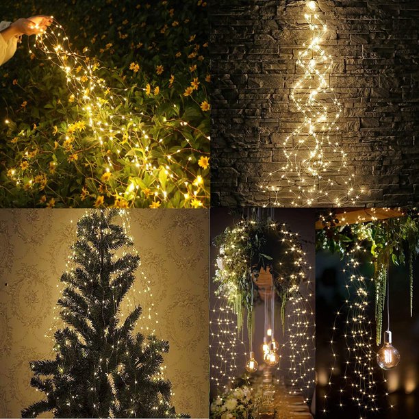 Cooseas Firefly Bunch Lights with Remote Control, 20 Strands 400 LED Fairy Copper Wire Waterproof String Lights, Flashing Light Strip Outdoor Garden Christmas Decor (Warm White)