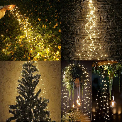 Cooseas Firefly Bunch Lights with Remote Control, 20 Strands 400 LED Fairy Copper Wire Waterproof String Lights, Flashing Light Strip Outdoor Garden Christmas Decor (Warm White)