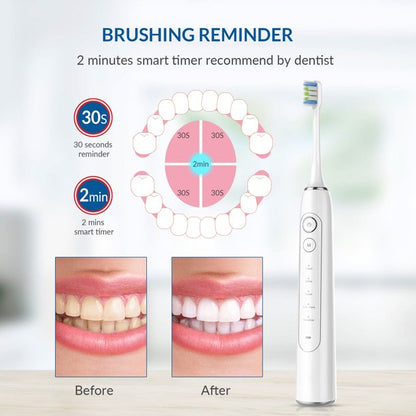 Electric Toothbrush, Ifanze Rechargeable Sonic Whitening Toothbrush With 4 Dupont Brush Heads