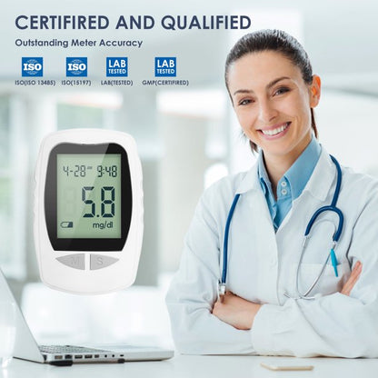 Blood Glucose Monitor Kit,Blood Sugar Test Kit with 100 Glucometer Strips,100 Lancets-White