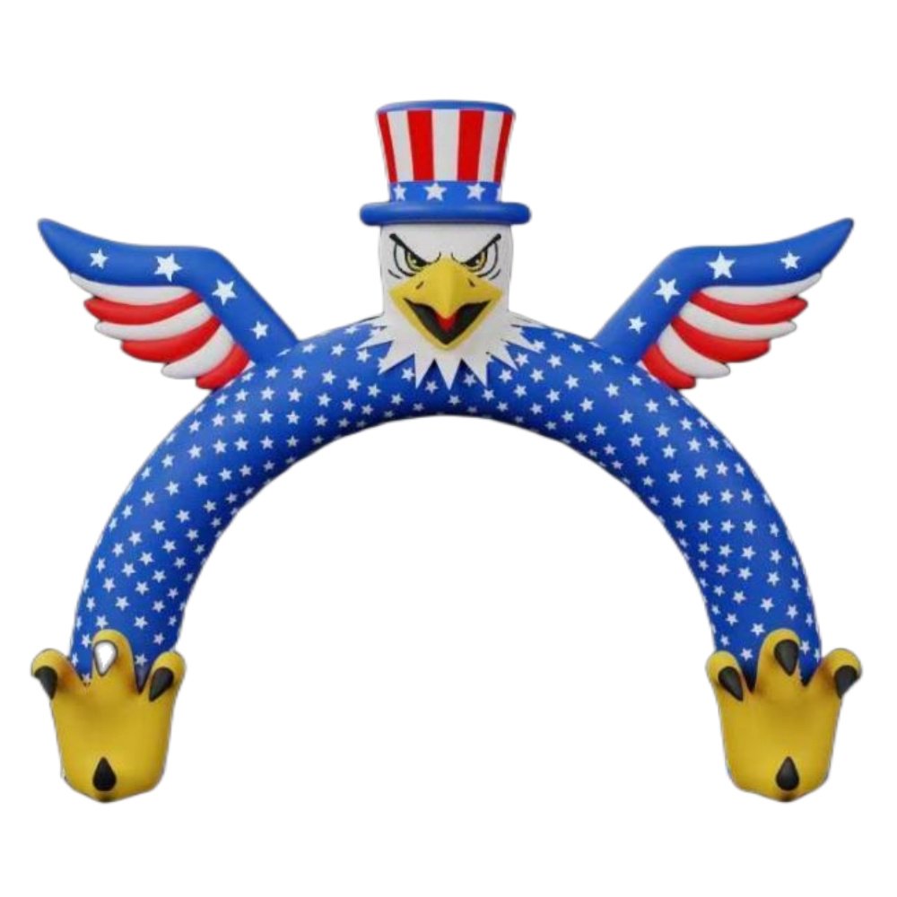 iFanze 4th of July Independence Day Inflatables, 9ft Height Flying Bald Eagle American Flag Inflatable Archway with Built-in LED Lights, Outdoor Indoor Lawn Garden Home Yard Holiday Decoration
