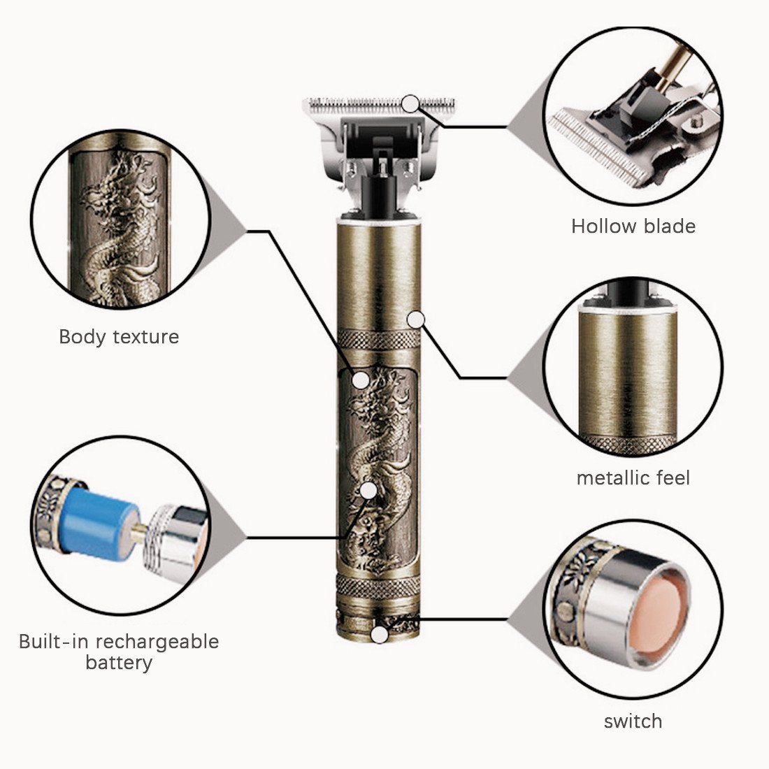 Hair Clippers Beard Trimmer for Men,Electric Cordless Rechargeable Grooming Hair Cutting Kits T-Blade Blade Shaver with 4 Guide Combs Cutting Kits for Family Use Home Daily Use Barbers(Gold)