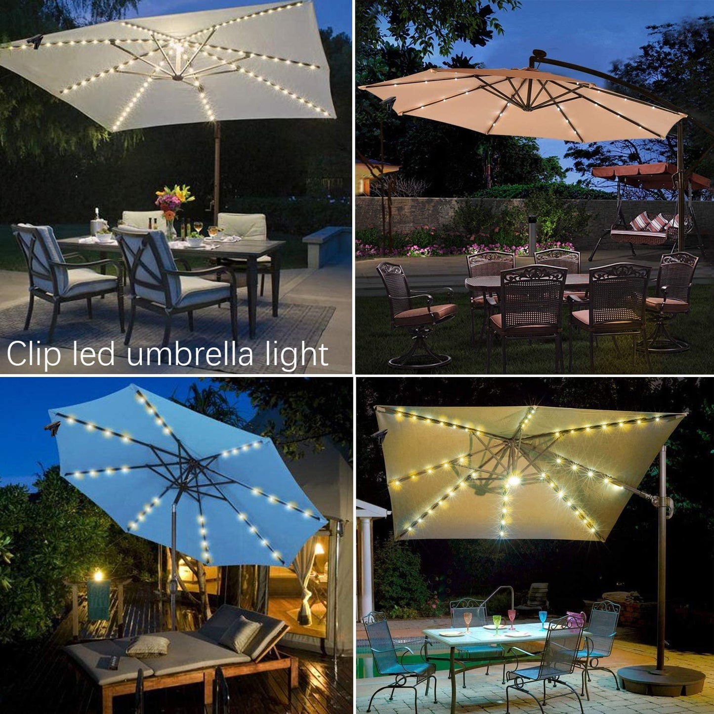 Patio Umbrella String Lights,Umbrella Solar Lights Waterproof Garden Yard Lamp, Warm White Light