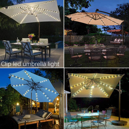 Patio Umbrella String Lights,Umbrella Solar Lights Waterproof Garden Yard Lamp, Warm White Light