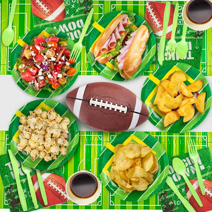 Melliful Football Themed Party Supplies Decorations Serve 10, Super Bowl Tableware Kit for Touchdown Game Day Birthday Themed Party