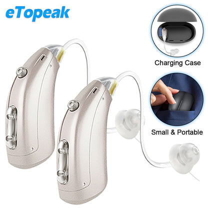 Hearing Amplifiers for Ears with Rechargeable Portable Carrying Case, 1 Pair