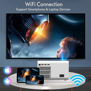 Doosl Mini Projector, 1080p Full HD Projector Bluetooth WiFi Projector with Android System Portable Projector Compatible with PS4 IOS Android HDMI USB Laptop