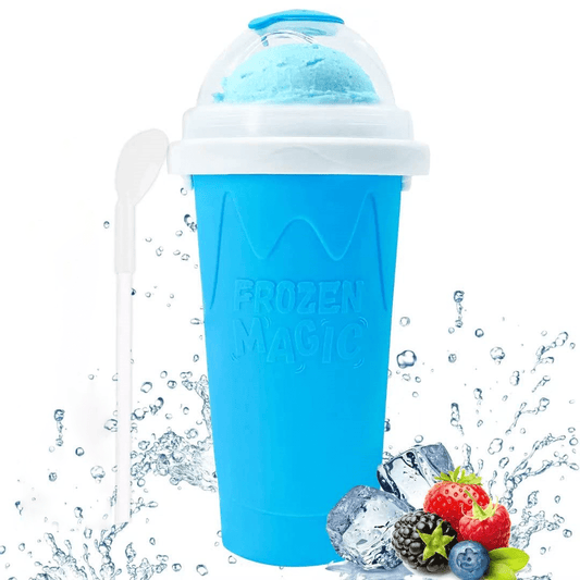 Slushy Maker Cup, Tik Tok Quick Frozen Magic Cup, Double Layers DIY Homemade Squeeze Icy Cup, Fasting Cooling Make & Serve Slushie Maker Cup for Milk Shake, Smoothies, Slushies, Blue