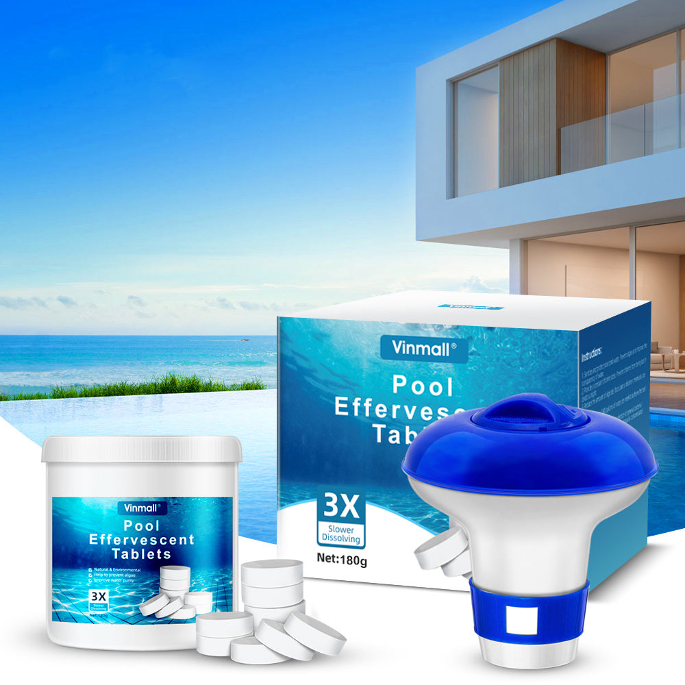Melliful 180 Pcs Chlorine Tablets for Pool, 3" Chlorine Floater Included, White