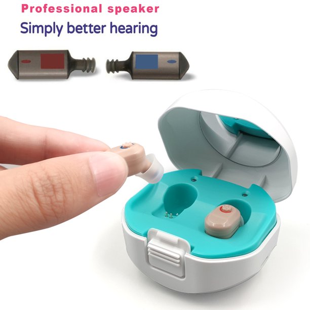 Hearing Amplifiers for Ear Rechargeable, Doosl Mini Invisible Personal Sound Amplifier with Noise Cancelling, Portable Charging Box, 1 Pair