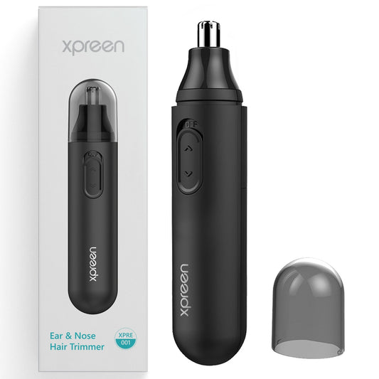 Xpreen Nose Hair Trimmer, Professional Painless Ear Nose Hair Remover for Men and Women, Waterproof Stainless Steel Head, Dual Edge Blades