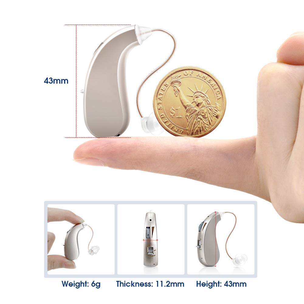 Personal Sound Amplifier for Seniors, Rechargeable Invisible Hearing Amplifier with Noise Cancelling Volume Control for Adults, Flesh