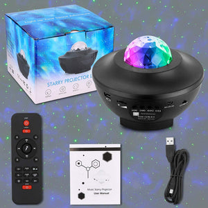 Star Projector Ocean Wave Night Light Projector with Bluetooth Speaker, Galaxy Night Light with Remote Control Star Light Projector for Bedroom/Game Room/Home Theatre/Night Light Ambiance