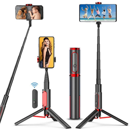 Selfie Stick Tripod, All in One Extendable Tripod Stand with Detachable Bluetooth Remote, Lightweight Aluminum Selfie Stick for iPhone 11/XS MAX/X/8/8 Plus, Galaxy S10/S9/S9 Plus, Huawei and More