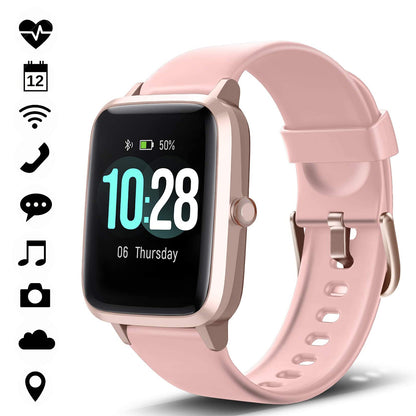Doosl Smart Watch, Fitness Tracker Watches for Men Women, Fitness Watch HR Monitor IP68 Waterproof Digital Watch with Step Calories Sleep Tracker, Smartwatch Compatible iPhone Android Phones, ID205L (Pink)