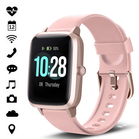 Doosl Smart Watch, Fitness Tracker Watches for Men Women, Fitness Watch HR Monitor IP68 Waterproof Digital Watch with Step Calories Sleep Tracker, Smartwatch Compatible iPhone Android Phones, ID205L (Pink)