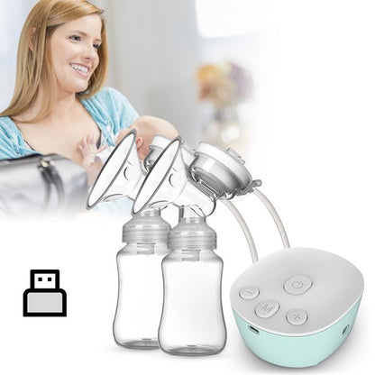 Ifanze Electric Double Breast Pump Kit with 2 Milk Bottles USB Powerful Breast Massager
