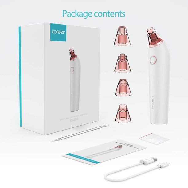 Blackhead Remover Pore Vacuum Suction, Electric Facial Pore Cleaner 4 in 1 USB Rechargeable Pore Sucker Acne Comedone Extractor Tool with 3 Adjustable Suction For Men and Women