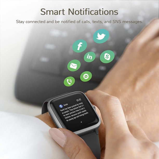 Doosl Fitness Tracker HR, Smart Watch, Activity Tracker Watch with Heart Rate Monitor, Waterproof Smart Fitness Band with Step Counter, Calorie Counter, Pedometer Watch for Women and Men (Black)