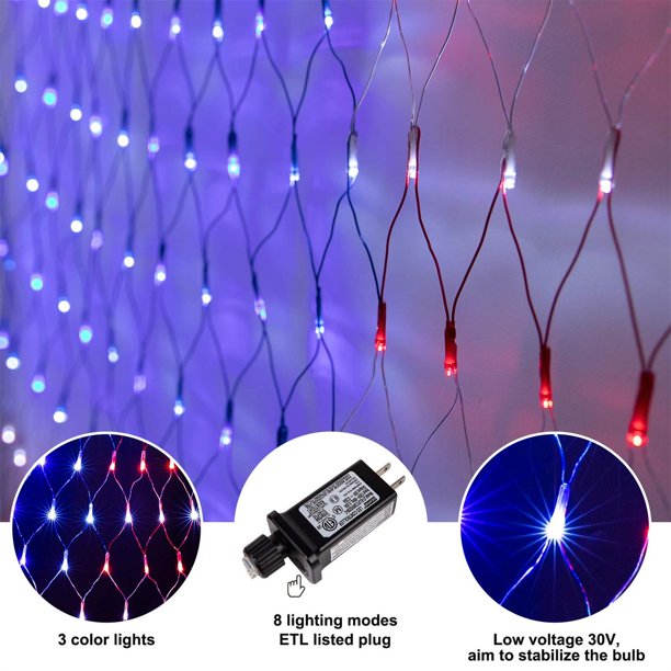 Twinkle Star American Flag Patriotic Lights, Outdoor Lighted USA Flag Light String Waterproof Hanging Ornaments for Independence Day, July 4th, National Day, Memorial Day