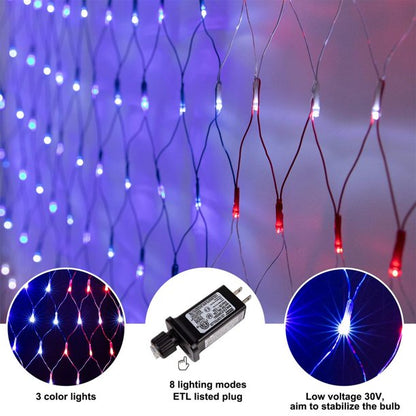 Twinkle Star American Flag Patriotic Lights, Outdoor Lighted USA Flag Light String Waterproof Hanging Ornaments for Independence Day, July 4th, National Day, Memorial Day