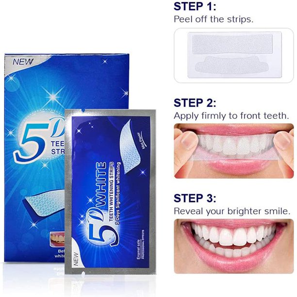 Teeth Whitening Strips 5D, Safe and Effective Teeth Whitening Kit 28 Pouches 56pcs