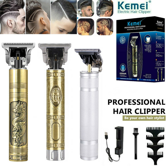 Vinsic Hair Clippers Beard Trimmer for Men,Electric Cordless Rechargeable Grooming Hair Cutting Kits T-Blade Blade Shaver with 4 Guide Combs Cutting Kits for Family Use Home Daily Use Barbers(Gold)