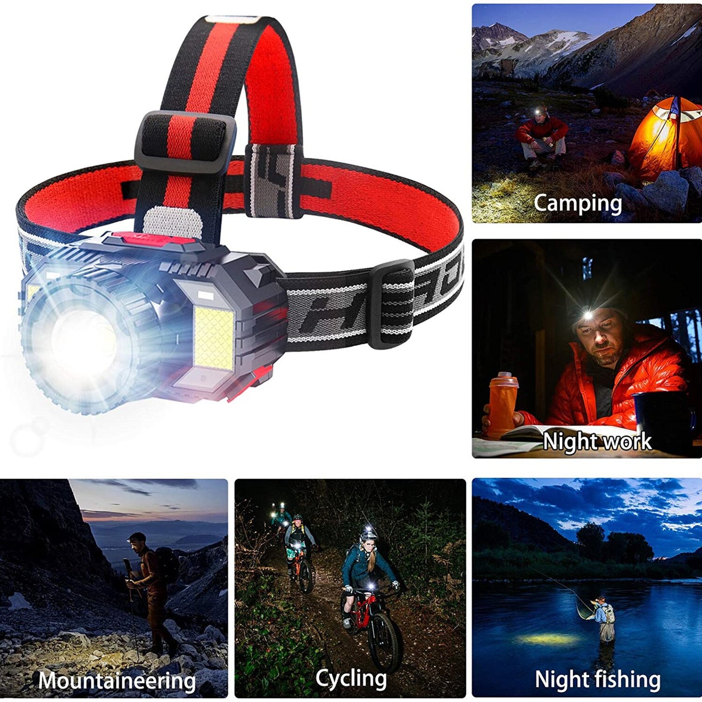 iFanze LED Headlamp Flashlight 1000 Lumen Super Bright Motion Sensor Head Lamp IPX4 Waterproof Rechargable Head Lights 4 Modes Headlight Forehead Light for Camping Running Hunting