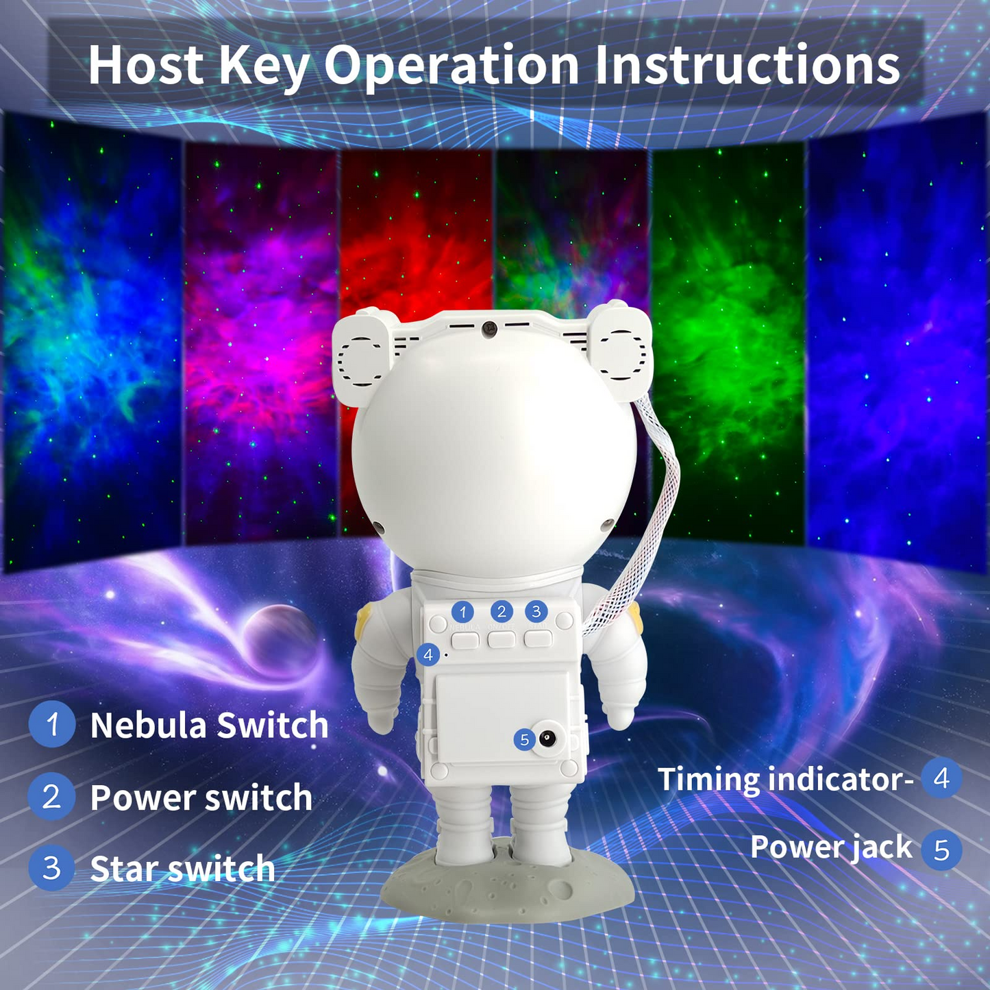 Astronaut Galaxy Projector, Doosl Star Night Light Projector for Kids, Projector Lamp for Bedroom, Outdoor, Holiday, Christmas