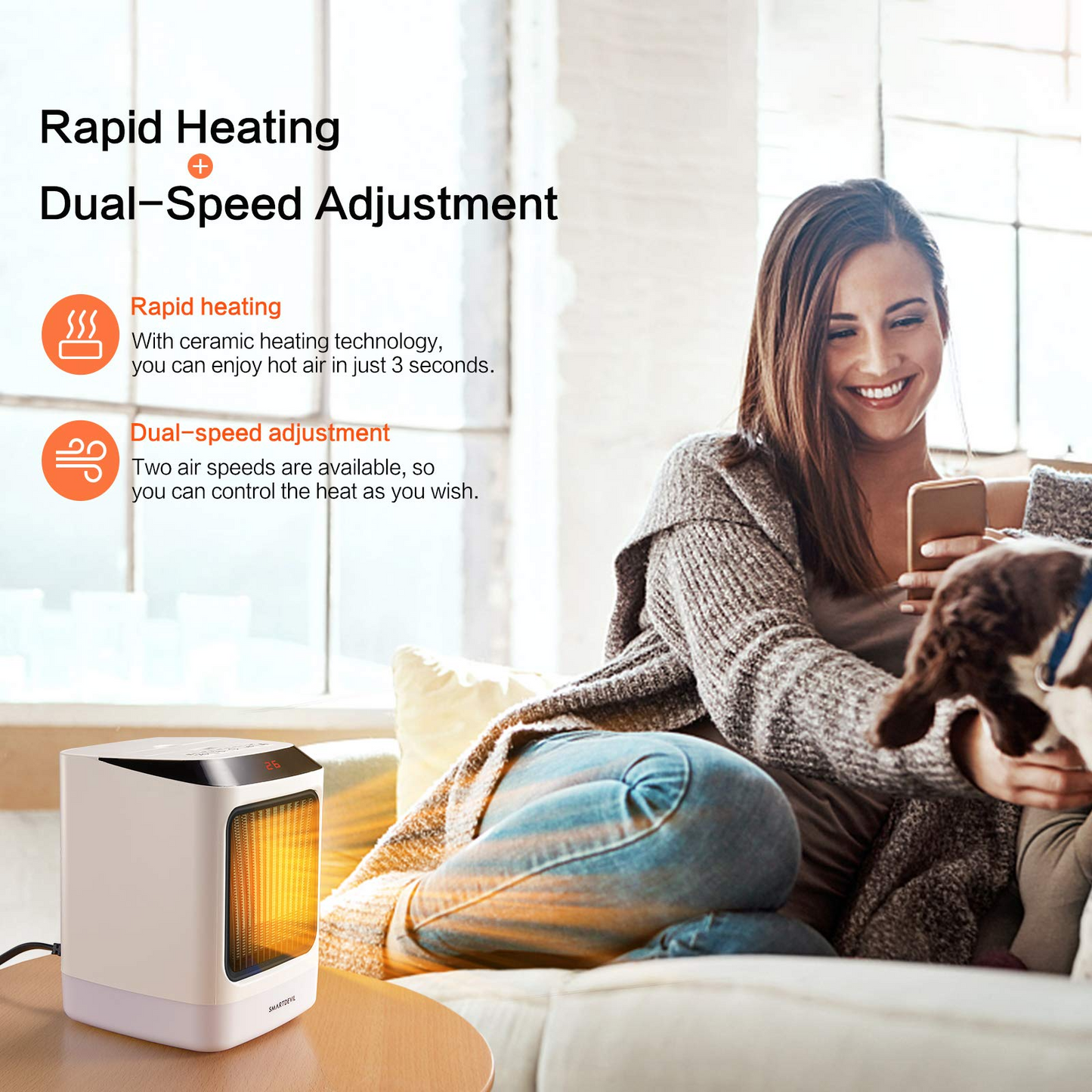 Portable Space Heater Beenate Safe and Quiet Ceramic Heater Fan for Baby Room Bedroom Dorm Office Desktop Bathroom & Indoor Use