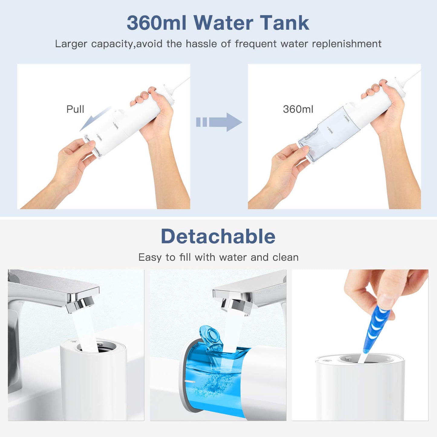 Water Flosser Cordless for Teeth, Ifanze 4 Modes Dental Oral Irrigator, Portable and Rechargeable IPX7 Waterproof Water Teeth Cleaner Picks for Home Travel