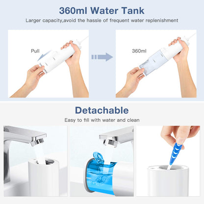 Water Flosser Cordless for Teeth, Ifanze 4 Modes Dental Oral Irrigator, Portable and Rechargeable IPX7 Waterproof Water Teeth Cleaner Picks for Home Travel