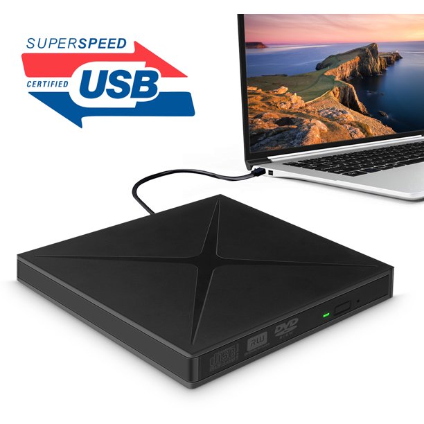 External DVD Drive for Laptop, USB 3.0 Portable CD/DVD RW Drive DVD Player for Laptop CD ROM Burner for Laptop Desktop PC Windows Linux OS Apple Mac Black