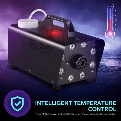 Melliful Fog Machine, 500W Smoke Machine with 13 Color Dimmable, 8 LED Lights, Fogging Machine for Halloween, Christmas, Party, Stage, Wedding, DJ Club